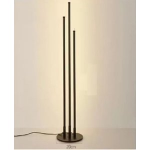 Luminária Chão Moderna Luxo Triplo Perfil Led Integrado Base Redonda 1,20m - Preto
