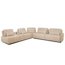 Ver imagem 1 de Sofá de Canto Yale 5 Lugares Console com Luminária Couro Pérola 530cm - 69964