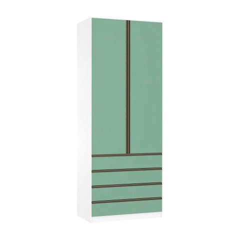 Guarda Roupa Solteiro 2 Portas 4 Gavetas 90cm Prime Luciane Móveis