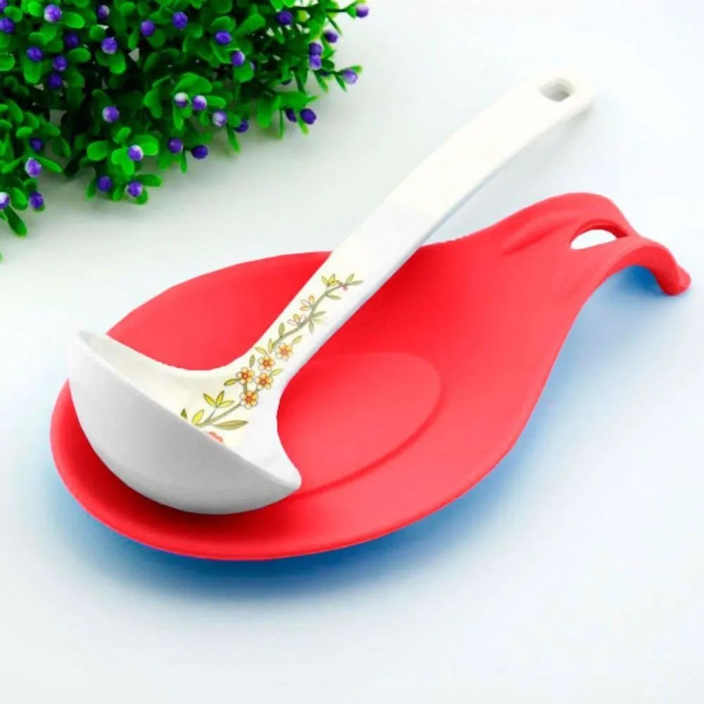 Kit 03 Descanso para Talheres Silicone Utensilio Vermelho - 4