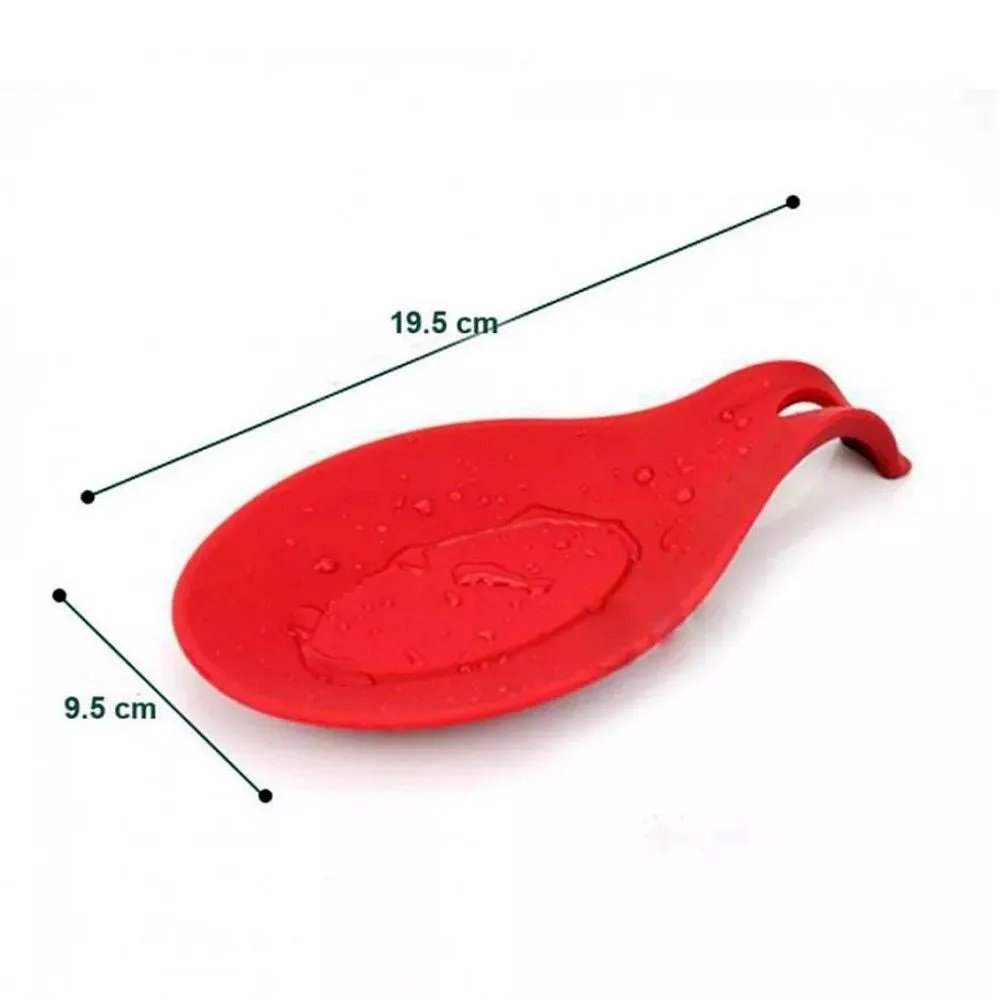 Kit 03 Descanso para Talheres Silicone Utensilio Vermelho - 3