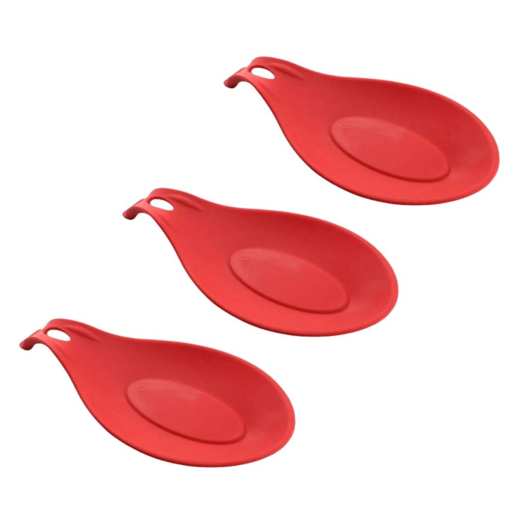 Kit 03 Descanso para Talheres Silicone Utensilio Vermelho - 1