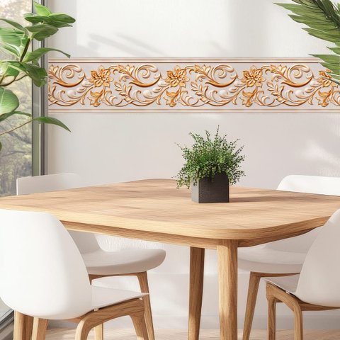 Faixa Decorativa Adesiva (autocolante) - Relevo Dourado