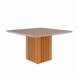 Conjunto Sala de Jantar Mesa Ana 130x130 Cm e 6 Cadeiras Clarice Cimol Nature/off White/nude Ana e C - 2