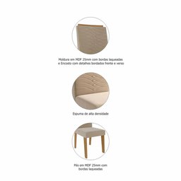 Conjunto Sala de Jantar Mesa Ana 130x130 Cm e 6 Cadeiras Clarice Cimol Nature/off White/nude Ana e C - 5