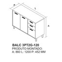 Ver imagem 3 de Balcão Cozinha 3 Portas 2 Gavetas 120cm com Tampo Itafriz Itatiaia