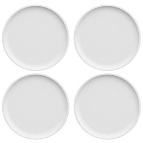 Kit 4 Pratos de Sobremesa Porcelana Branca Redondos 18,5cm Bold Germer Hotel Bar Restaurante