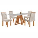 Ver imagem 3 de Conjunto Mesa de Jantar com 4 Cadeiras 100% MDF Kyra/Arizona Cinamomo Off White Veludo Bege
