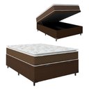 Ver imagem 1 de Cama Box Baú Casal Colchão Molas Ensacadas Pillow Top Martino 138x188x66cm Marrom/Branco Umaflex
