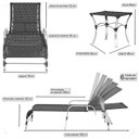 Ver imagem 3 de Espreguiçadeira Regulável em Alumínio para Piscina e Jardim Catar Preto