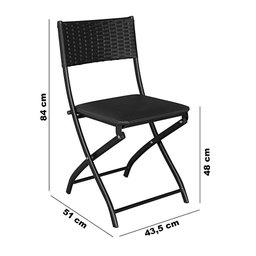 Jogo Mesa Preto Dobravel C/ 4 Cadeiras Dobravel Caramelo - 4