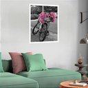 Ver imagem 2 de Quadro Decorativo Bicicleta Flores Rosas - 70x50cm:moldura Preta