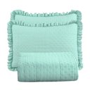 Ver imagem 4 de Kit Cobre Leito Colcha Allegra King 3 Peças Percal 300 Fios C- Babado Verde Tiffany 100% Poliéster