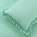 Ver imagem 3 de Kit Cobre Leito Colcha Allegra King 3 Peças Percal 300 Fios C- Babado Verde Tiffany 100% Poliéster