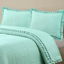 Ver imagem 2 de Kit Cobre Leito Colcha Allegra King 3 Peças Percal 300 Fios C- Babado Verde Tiffany 100% Poliéster