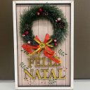 Ver imagem 1 de Quadro Natalino Guirlanda e Escrito Feliz Natal