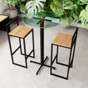 Ver imagem 1 de Conjunto Mesa Alta Bar Bistrô Redonda Vidro 2 Banquetas Pinus Industrial Black Don Castro Decor Indu