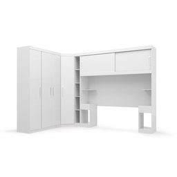 Guarda Roupas Modulado Genova P/ Colchão 1.38 com 2 Mesas Cabeceiras -batrol - Branco - 2