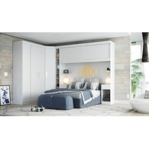 Guarda Roupas Modulado Genova P/ Colchão 1.38 com 2 Mesas Cabeceiras -batrol - Branco