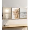 Kit 3 Quadros Decorativos Praia Folhagem Bege Boho Moderno Sala - 3