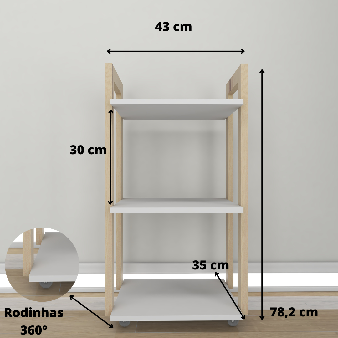 Mesa Carrinho para Café com Rodinhas (adega/salão ) - Mdf - Mandy - 3