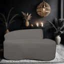 Ver imagem 2 de Sofá Curvo 2 Lugares Feijão Orgânico Divã Suede Cinza Escuro + Brindes