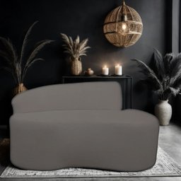 Sofá Curvo 2 Lugares Feijão Orgânico Divã Suede Cinza Escuro + Brindes - 2