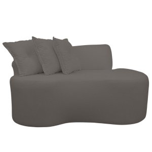 Sofá Curvo 2 Lugares Feijão Orgânico Divã Suede Cinza Escuro + Brindes