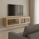 Ver imagem 5 de Rack para TV até 55 Polegadas Suspenso 2 Portas Basculantes Vidro Reflecta 160cm R1499 Yescasa Marro