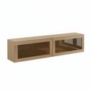 Ver imagem 2 de Rack para TV até 55 Polegadas Suspenso 2 Portas Basculantes Vidro Reflecta 160cm R1499 Yescasa Marro
