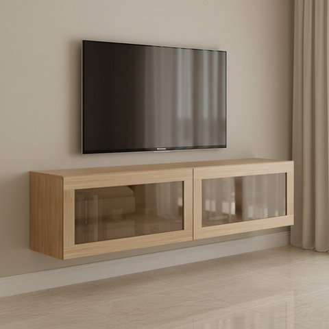 Rack para TV até 55 Polegadas Suspenso 2 Portas Basculantes Vidro Reflecta 160cm R1499 Yescasa Marro