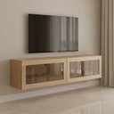 Ver imagem 1 de Rack para TV até 55 Polegadas Suspenso 2 Portas Basculantes Vidro Reflecta 160cm R1499 Yescasa Marro