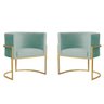 Kit 2 Poltronas Decorativa Sala Recepção Escritório Luana Base Gold Veludo Acqua Montanaris Decor - 1
