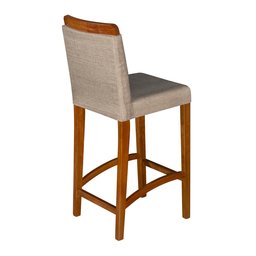 Kit 2 Banquetas Dubai Alta Bar Luxo Pés em Madeira Maciça Área Gourmet Balcão Sacada Hall Cor Bege - 4