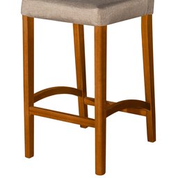 Kit 2 Banquetas Dubai Alta Bar Luxo Pés em Madeira Maciça Área Gourmet Balcão Sacada Hall Cor Bege - 6