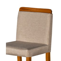 Kit 2 Banquetas Dubai Alta Bar Luxo Pés em Madeira Maciça Área Gourmet Balcão Sacada Hall Cor Bege - 5