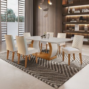 Conjunto Sala de Jantar 6 Cadeiras Kate Espresso Móveis