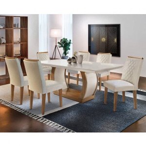Conjunto Sala de Jantar 6 Cadeiras Kate Espresso Móveis