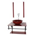 Ver imagem 2 de GABINETE DE VIDRO PARA BANHEIRO 60CM AP CUBA REDONDA VERMELHO CEREJA FULL
