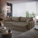 Ver imagem 1 de Sofá Cama Veludo em Madeira Eucalipto 240cm Braço 20cm Arizona Meu Sofá Online