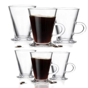 Jogo 6 Xícaras Vidro Cappuccino 265ml Luxo