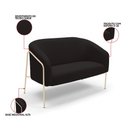 Ver imagem 3 de Sofá 2 Lugares Namoradeira Stella Industrial Alta Champanhe Suede Preto D03 - D’Rossi