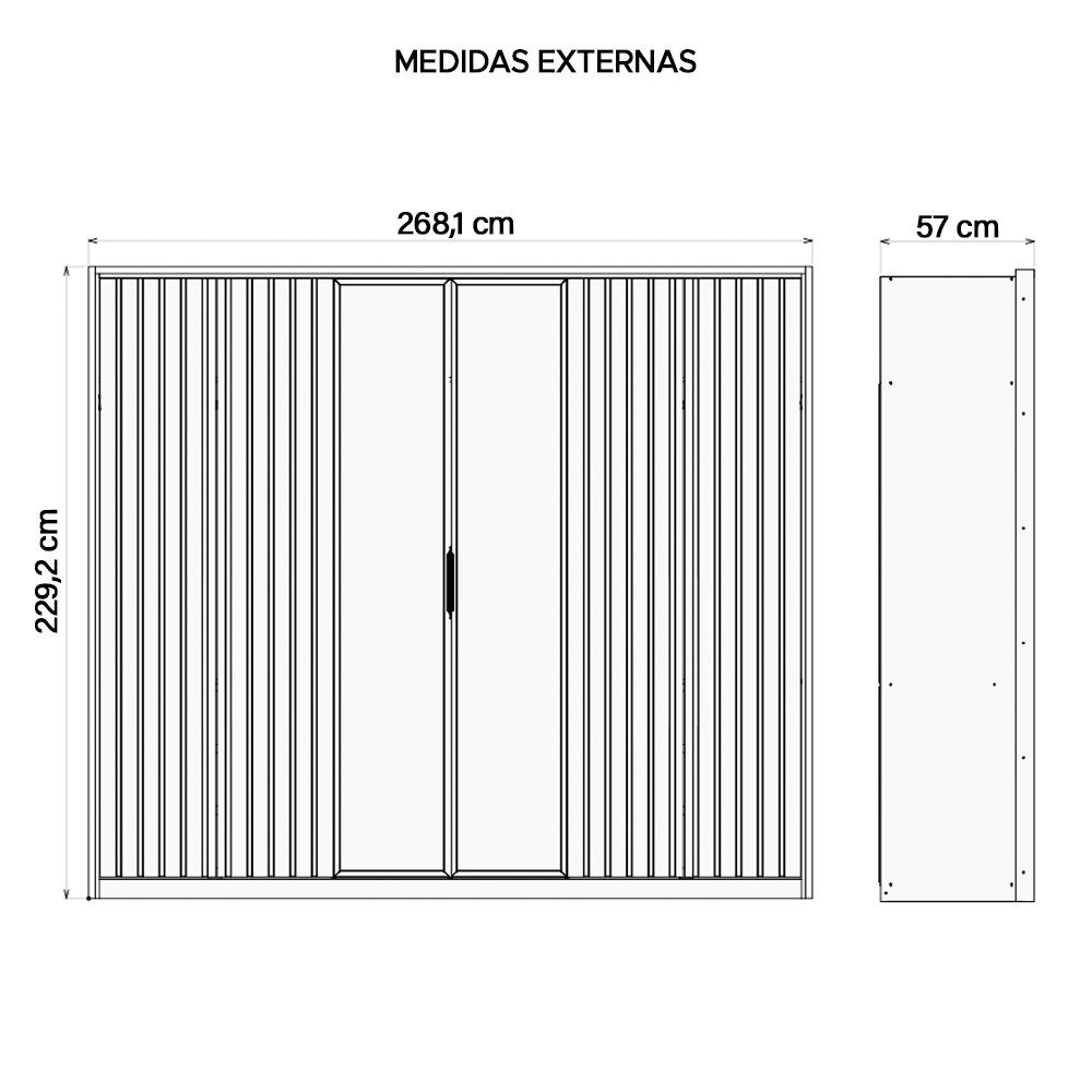 Guarda Roupa Casal 6 Portas 2 Espelhos Marrom Centurium - 7