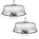 Ver imagem 1 de Kit 2 Boleiras com Cúpula e Pé 25cm Transparente Glassy Crippa Doces Tortas Petiscos