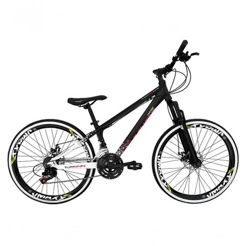 Bicicleta Aro 26 Vikingx Tuff X44 Preto-branco 21v Alumínio Freio a Disco Aros Vmaxx Pretos