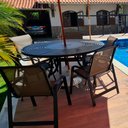 Ver imagem 2 de Jogo de Mesa Giratória com 6 Cadeiras Lótus e Guarda Sol Marrom