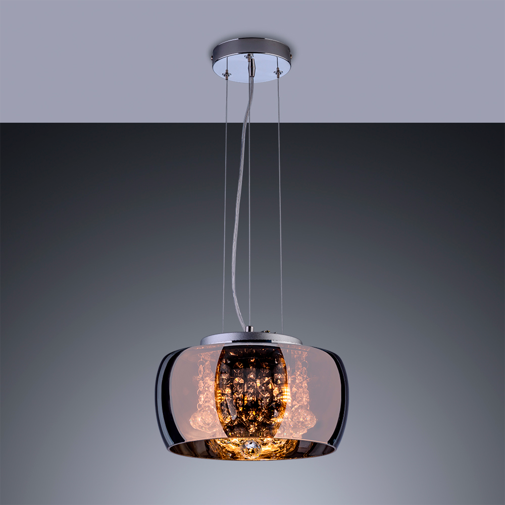 Lustre Pendente Plafon em Vidro e Cristal Attractive 28cm Moderno Quarto Sala Bivolt Cromado - 2