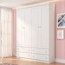 Ver imagem 1 de Guarda-Roupa Infantil/Juvenil 4 Portas 4 Gavetas Nova York Espresso Branco