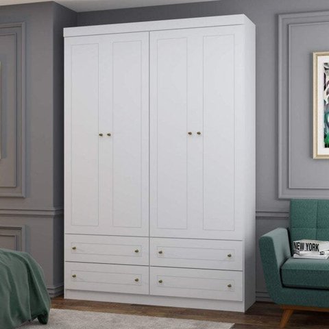 Guarda-Roupa Infantil 4 Portas 4 Gavetas Nova York Espresso