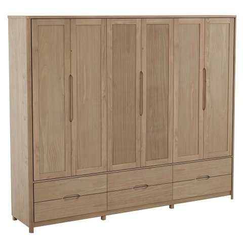 Guarda Roupa Casal 263cm 6 Portas Madeira Maciça Nira Tauari F07 - Mpozenato
